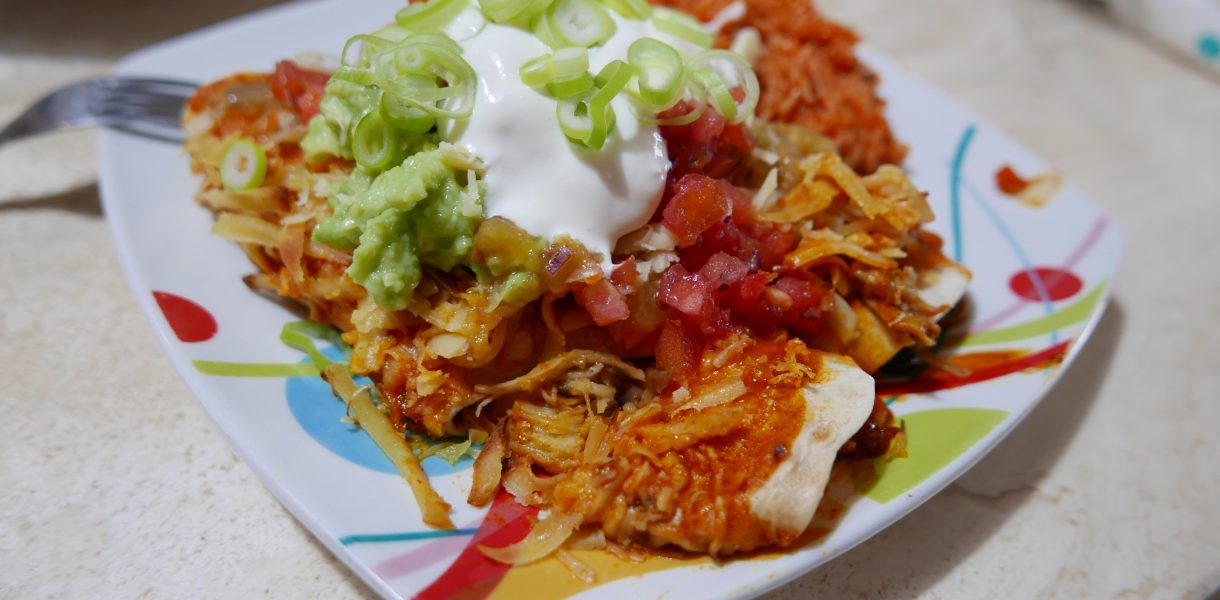 enchilada with shredded seitan filling