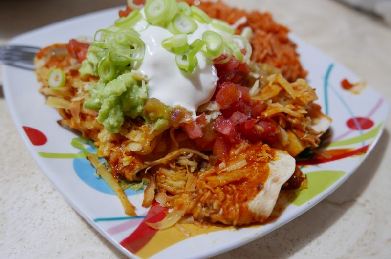 enchilada with shredded seitan filling